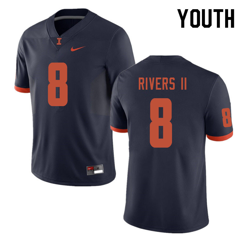 Youth #8 M.J. Rivers II Illinois Fighting Illini College Football Jerseys Sale-Navy - Click Image to Close